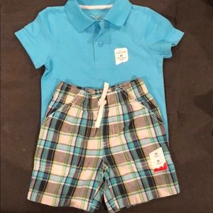 Polo shirt and plaid short set